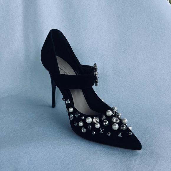 NWB Sebastian Milano Black Heels with Crystal Embellishments 9 US - Picture 4 of 16